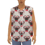 Red Glasses Pug Pattern Print Sleeveless Baseball Jersey