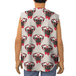 Red Glasses Pug Pattern Print Sleeveless Baseball Jersey