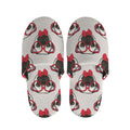 Red Glasses Pug Pattern Print Slippers