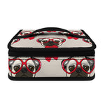 Red Glasses Pug Pattern Print Small Lunch Bag