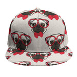 Red Glasses Pug Pattern Print Snapback Cap