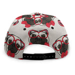 Red Glasses Pug Pattern Print Snapback Cap