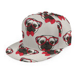 Red Glasses Pug Pattern Print Snapback Cap