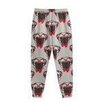 Red Glasses Pug Pattern Print Sweatpants
