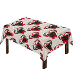 Red Glasses Pug Pattern Print Tablecloth