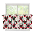 Red Glasses Pug Pattern Print Tier Curtains