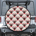 Red Glasses Pug Pattern Print Tire Cover