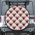 Red Glasses Pug Pattern Print Tire Cover