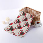 Red Glasses Pug Pattern Print Towel