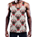 Red Glasses Pug Pattern Print Training Tank Top