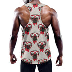 Red Glasses Pug Pattern Print Training Tank Top