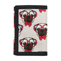 Red Glasses Pug Pattern Print Trifold Wallet