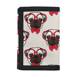 Red Glasses Pug Pattern Print Trifold Wallet
