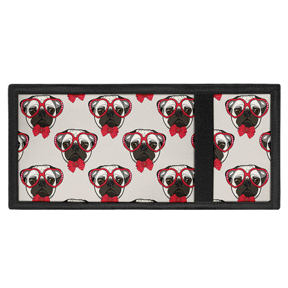 Red Glasses Pug Pattern Print Trifold Wallet