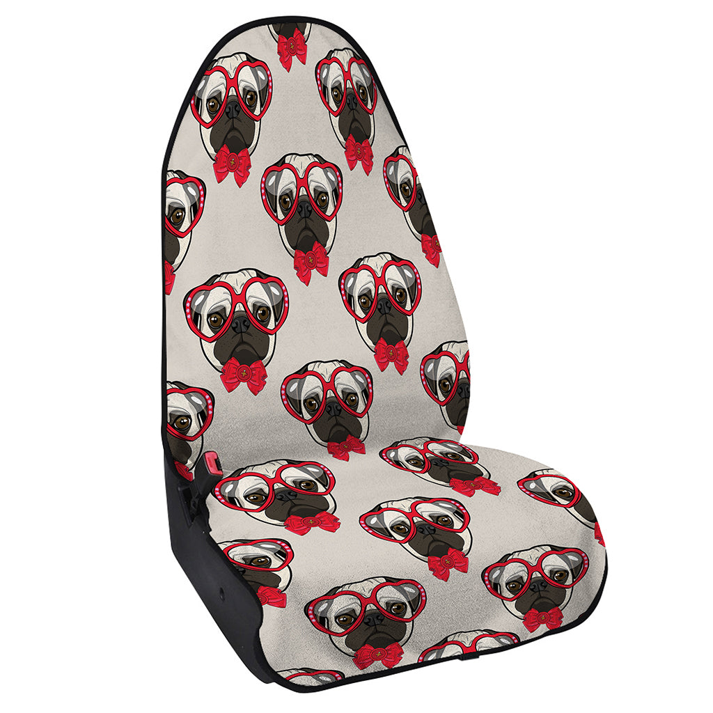 Red Glasses Pug Pattern Print Waterproof Car Seat Cover