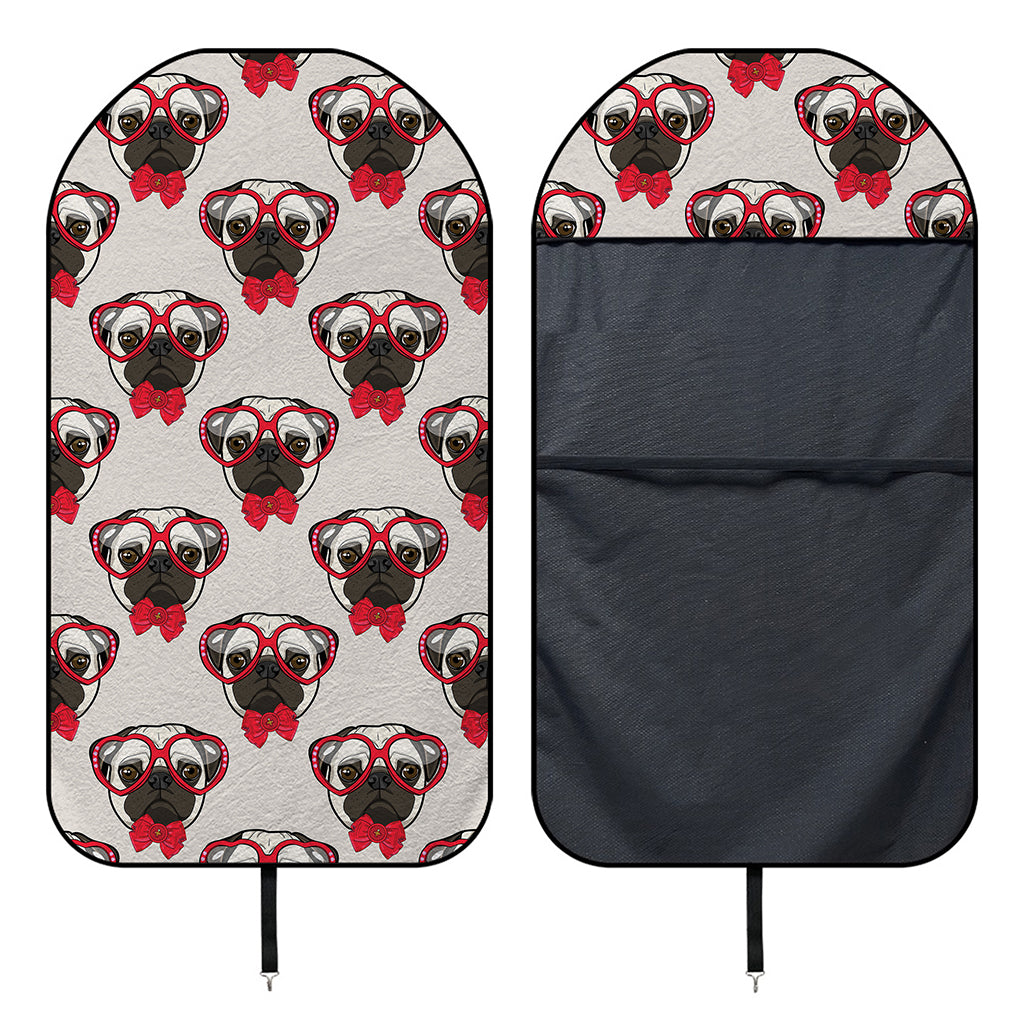 Red Glasses Pug Pattern Print Waterproof Car Seat Cover
