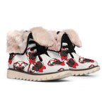 Red Glasses Pug Pattern Print Winter Boots