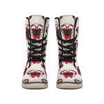 Red Glasses Pug Pattern Print Winter Boots