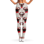 Red Glasses Pug Pattern Print Women's Leggings