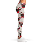 Red Glasses Pug Pattern Print Women's Leggings