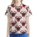 Red Glasses Pug Pattern Print Women's Polo Shirt