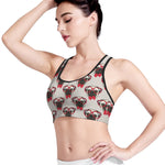 Red Glasses Pug Pattern Print Women's Sports Bra