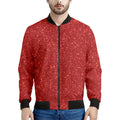 Red (NOT Real) Glitter Print Men's Bomber Jacket