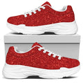 Red (NOT Real) Glitter Print White Chunky Shoes