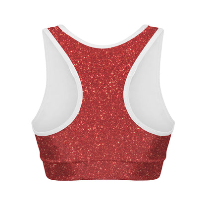 Red Glitter Artwork Print (NOT Real Glitter) Women's Sports Bra
