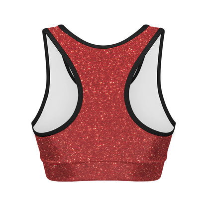 Red Glitter Artwork Print (NOT Real Glitter) Women's Sports Bra