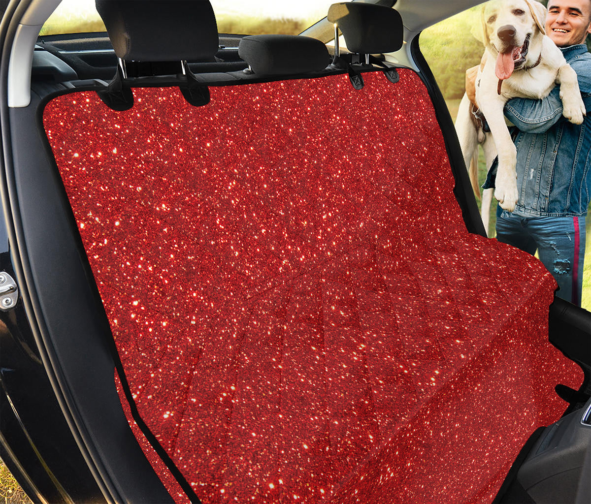 Red (NOT Real) Glitter Print Pet Car Back Seat Cover