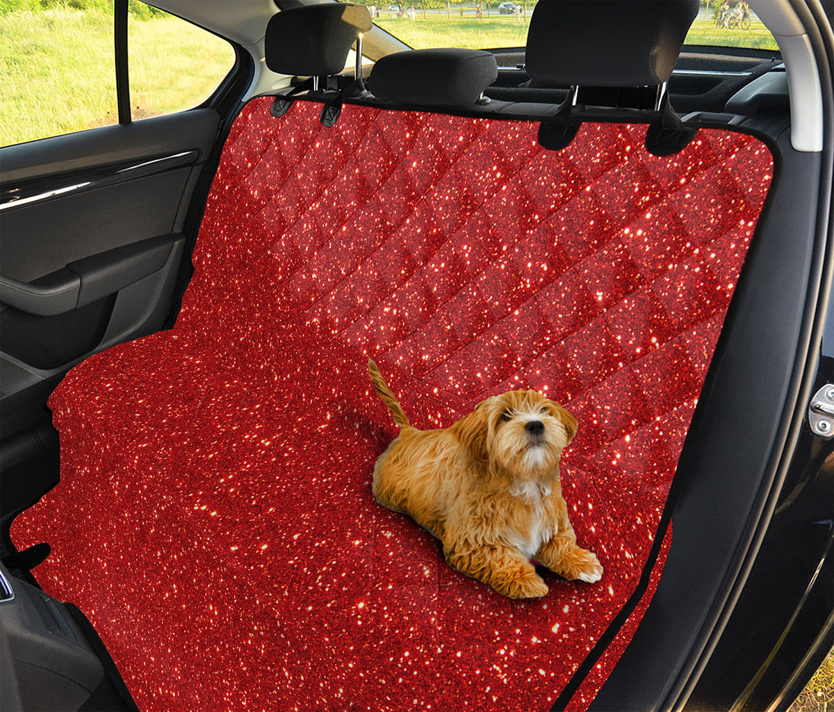 Red (NOT Real) Glitter Print Pet Car Back Seat Cover