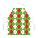Red Green And White Argyle Pattern Print Adjustable Apron