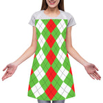 Red Green And White Argyle Pattern Print Adjustable Apron