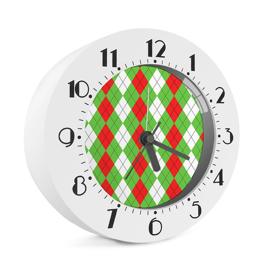 Red Green And White Argyle Pattern Print Alarm Clock