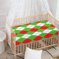 Red Green And White Argyle Pattern Print Baby Crib Sheet