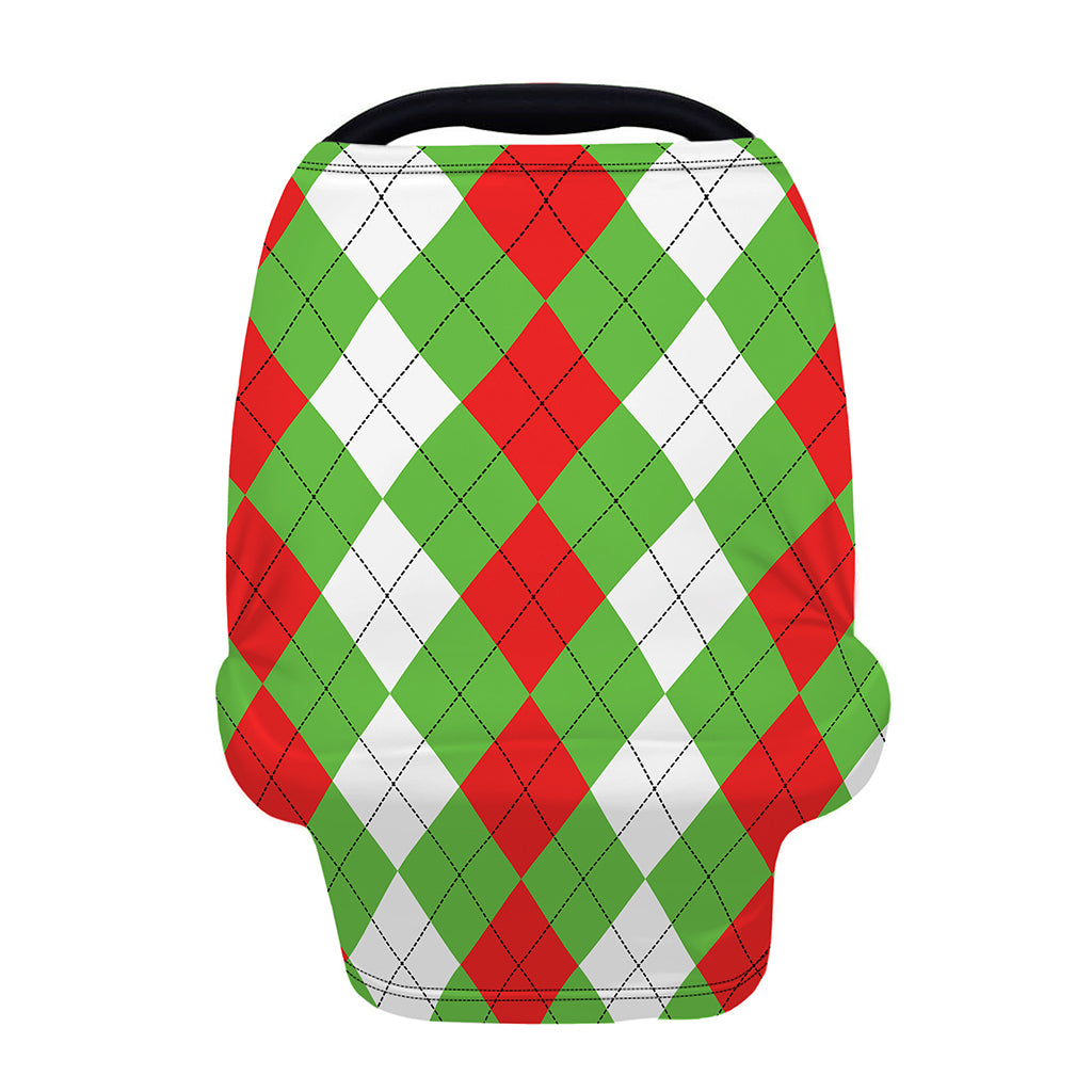 Red Green And White Argyle Pattern Print Baby Seat Cover