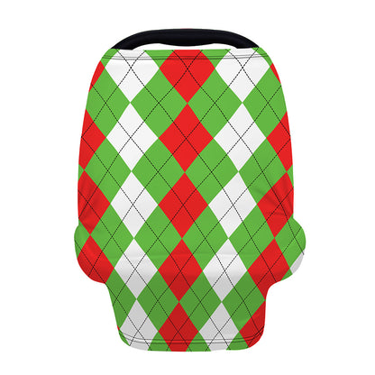 Red Green And White Argyle Pattern Print Baby Seat Cover