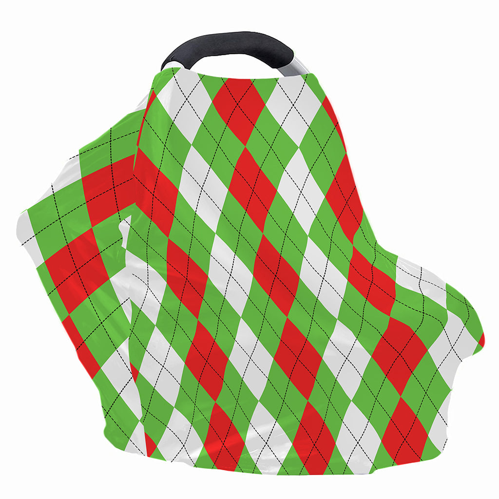 Red Green And White Argyle Pattern Print Baby Seat Cover