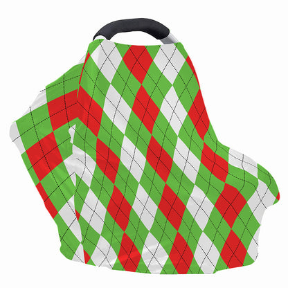 Red Green And White Argyle Pattern Print Baby Seat Cover