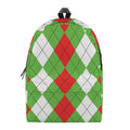 Red Green And White Argyle Pattern Print School Backpack