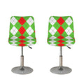 Red Green And White Argyle Pattern Print Bar Stool Covers