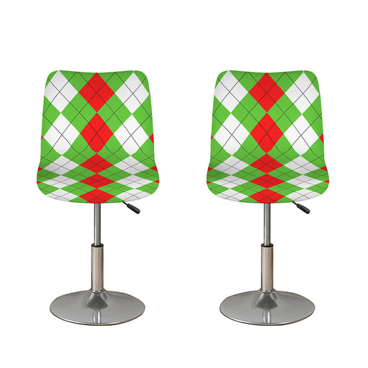 Red Green And White Argyle Pattern Print Bar Stool Covers