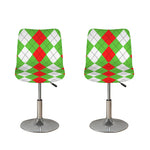 Red Green And White Argyle Pattern Print Bar Stool Covers