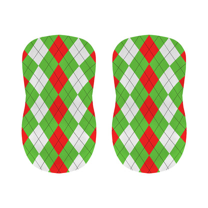 Red Green And White Argyle Pattern Print Bar Stool Covers