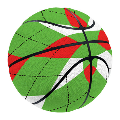 Red Green And White Argyle Pattern Print Basketball