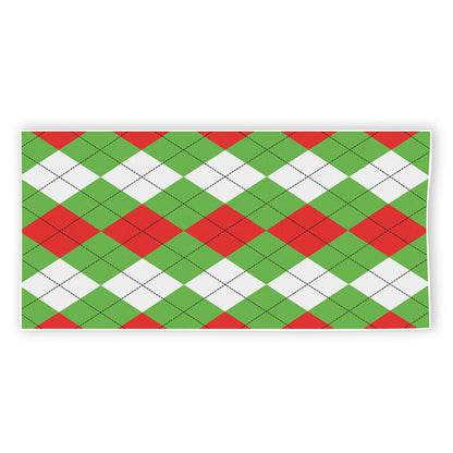 Red Green And White Argyle Pattern Print Beach Towel