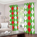 Red Green And White Argyle Pattern Print Dimout Grommet Curtains