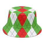 Red Green And White Argyle Pattern Print Bucket Hat