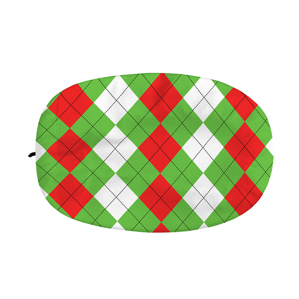 Red Green And White Argyle Pattern Print Car Side Mirror Covers